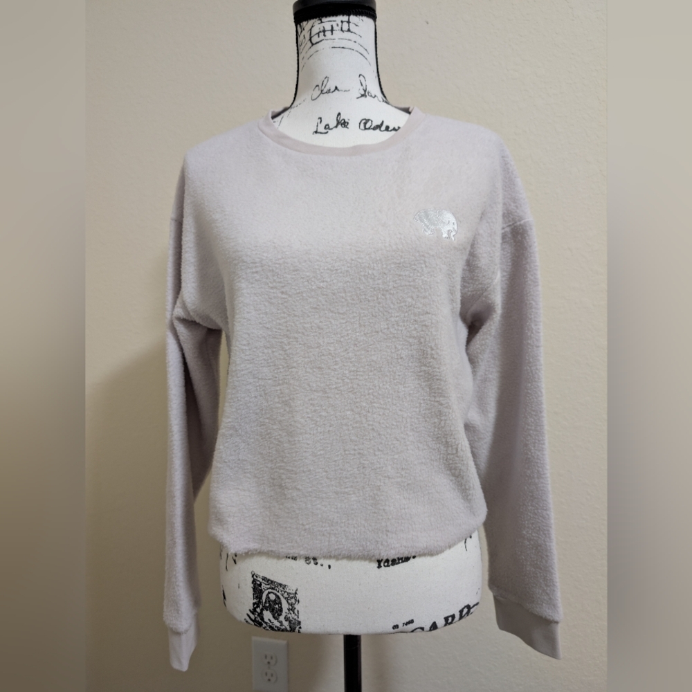 NWT•Ivory Ella•100% Organic Cotton Lilac Marble Reverse Fleece Pullover•Medium🐘